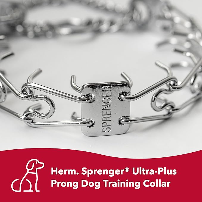 Herm Sprenger Chrome Plated Prong Dog Training Collar Ultra-Plus Pet Pinch Collar with Swivel No-Pull Collar for Dogs Made in Germany
