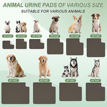 Washable Pee Pads for Dogs, 2 Pack Reusable Puppy Pads Dog Pads, Non-Slip Dog Pee Pads, Leakproof Pet Pee Pads Wee Wee Pads for Dogs. (Coffee, 36"x40"(Pack of 2))