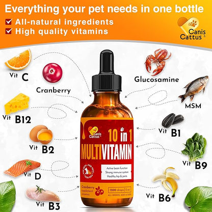 Dog UTI Treatment – Liquid Cat & Dog Vitamins – Bundle Multivitamin + UTI+ with Turkey Flavor for All Pets – Promotes Bladder & Kidney Care – Full of Vitamins C, B, D – No GMO – Bottle Set x 2 oz