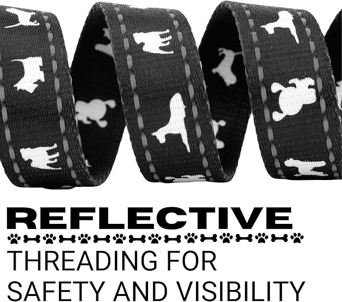 EcoBark Dog Leash - Soft & Reflective Comfort Leashes with Padded Handle - Strong Durable Heavy Duty - Training and Pulling for Small, Medium or Large Dogs (Black)