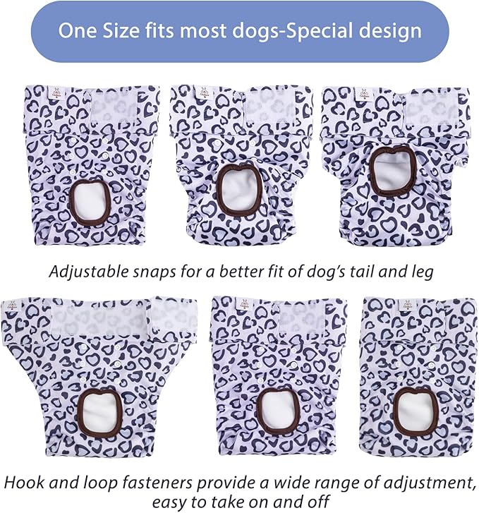 CuteBone Dog Diapers Female Washable Small Medium Large 3 Pack Reusable Doggie Diapers Puppy Period Pants for Doggy Heat Cycle Peeing