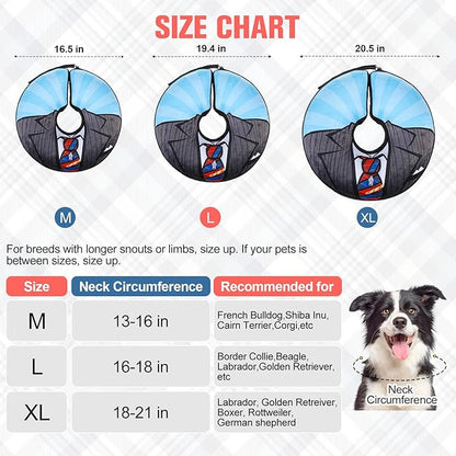 BEAUTYZOO Inflatable Dog Cone Collar, Recovery Dog Cone After Surgery, Adjustable Blow up Dogs Donut Collar, Pet Recovery Collar for Dogs,Black L