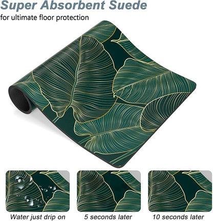 Rnivvi Dog Food Mat, 16" x 24" Flower Absorbent Dog Cat Bowl Mat for Food and Water, Cute Anti-Slip Rubber Pet Feeding Rug Protect Floors, Puppy Placemat for Feeding & Watering Supplies, Tropical