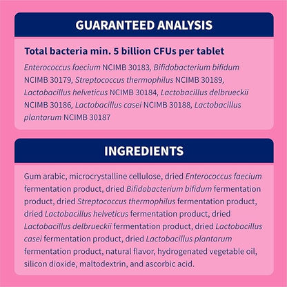 Nutramax Proviable Probiotics for Dogs, Daily Digestive Health Supplement with Multiple Strains of Bacteria, Dog Probiotics Plus Prebiotics, 60 Chewable Tablets,(Pack of 2)