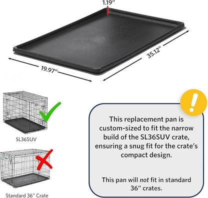 MidWest Homes for Pets Replacement Pan 36 Inch Long Midwest SUV Dog Crate; 35.44L x 20.08W x 1.19H Inches; 23PAN; Black