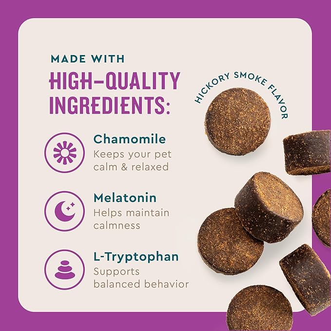 VetIQ Calming Support Supplement for Dogs, Calming Chews Help Manage Stress and Promote Relaxation, Anxiety Relief for Dogs, Made in the USA, 60 Count