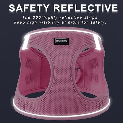 Dog Harness with Leash Set, No Pull Adjustable Reflective Step-in Puppy Pet Vest Harnesses for Small Medium Large Dogs and Cats,Light Pink XL