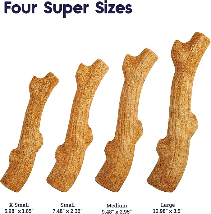 Pupstages Super Dogwood Dog Chew Toy – Real-Wood Blend, Natural Wood Flavor & Texture, Moderate Chewers, Large, 11"