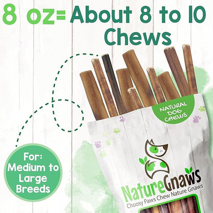 Nature Gnaws Bully Sticks for Dogs 5-6" (8oz) - Mixed Thickness - Long Lasting for Aggressive Chewers and Large Dogs - Natural Beef Dog Chew Bones