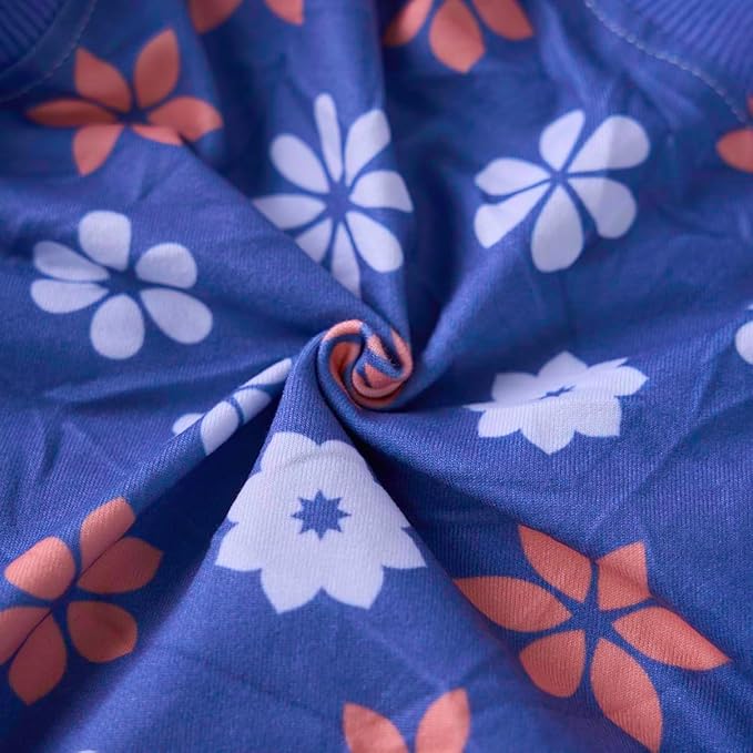 PetWarm Surgery Suit for Dogs, Dog Bodysuit for Abdominal Affected Areas Sensitive Skin Areas, Clothes for Dogs Abdominal Affected Areas Bandages Substitute E-Collar and Cone, Flower Pattern, Blue, S