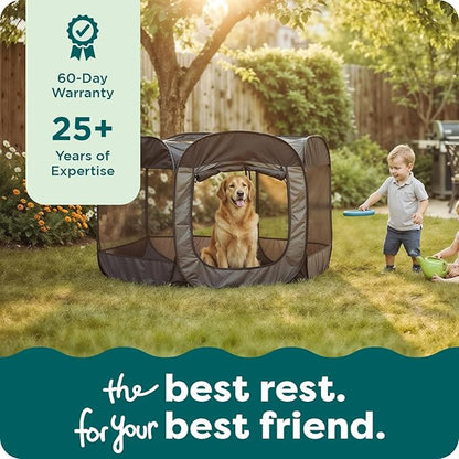 FurHaven Portable Pet Playpen for Dogs & Cats, Foldable Indoor Kitten Playpen with Mesh Sides, Pop Up Travel Dog Pen, Medium, Gray Pebbles