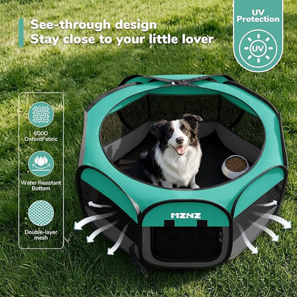 Dog Playpen, Portable Puppy Pet Crate Indoors for Small/Medium/Large Dogs Cats Rabbits, Foldable Dog Cage Enclosure for Outdoor, Pop Up Dogs Tent Kennel with Carrying Case, Blue