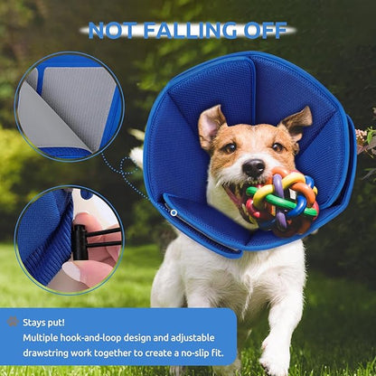 Dog Cone Collar - Soft Elizabethan Collar for Dogs After Surgery, Comfy Cone for Dogs to Stop Licking, Adjustable Dog Cone Alternative for Wound Healing (Navy S)