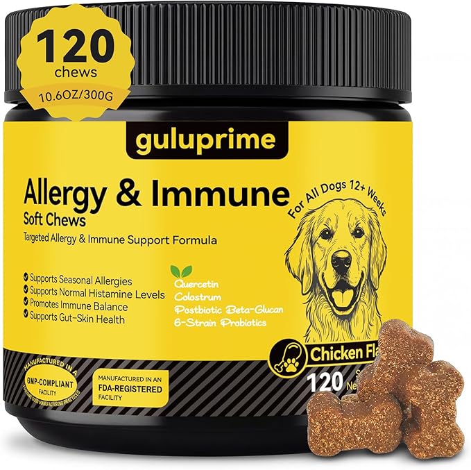 Dog Allergy Relief Chews Allergy & Immune Support for Dogs, Seasonal Allergy Support, Supports Immune Balance & Skin Comfort, Gut Health Soft Chews