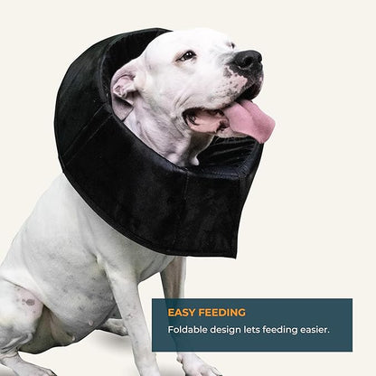 Dog Cone Collar Adjustable After Surgery, Protective Soft Dog Cone, Elizabethan Dogs Collar (Black, L [Neck Girth: 14.9"-19.3"])