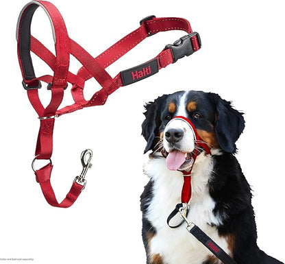 Halti Headcollar - Stop Your Dog Pulling on The Leash. Adjustable, Reflective and Lightweight, with Padded Nose Band. Dog Training Anti-Pull Collar for Large Dogs (Size 4, Red)