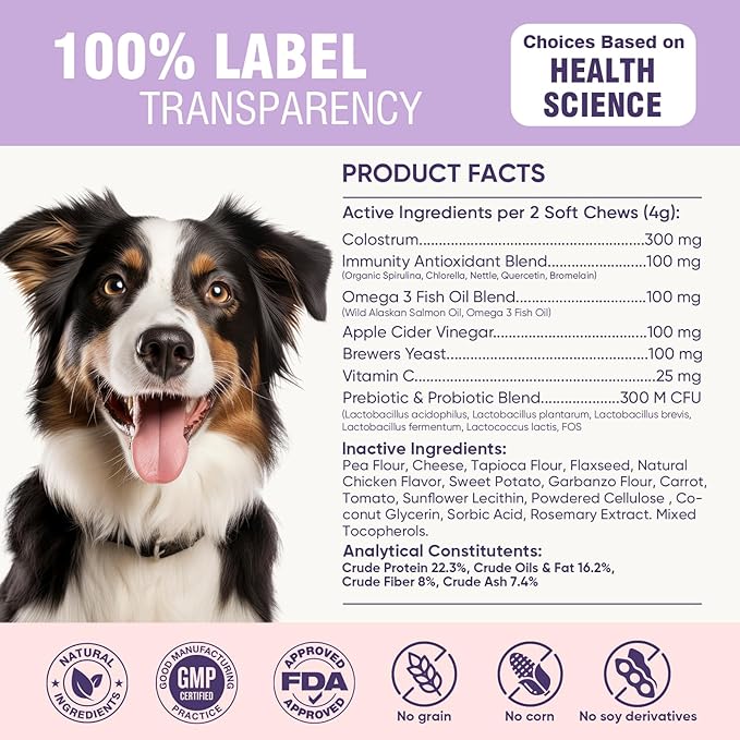 Dog Allergy Chews 200ct - Dog Allergy Itching Skin Relief & Immune Support Anti Itch Probiotics for Yeast, Itchy Skin and Itchy Ears, Vitamins for Seasonal Allergies Itchy Skin, Gut Health, Chicken