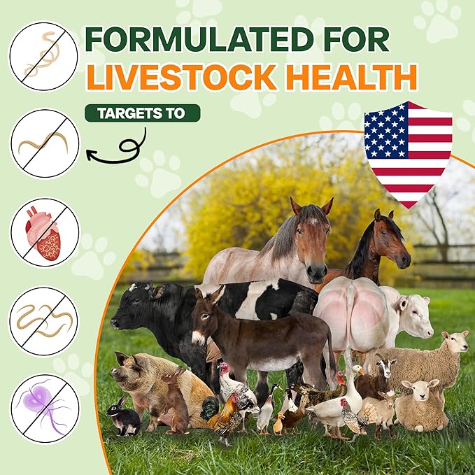Dewormer for Horse, Poultry & More, Ivermectin for All Wormers, Tapeworms, Roundworms & Hookworms