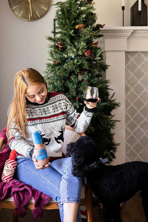 Pearhead Holiday Spirits Dog Toy Set, Spirits Themed Plush Dog Toys, Squeaky Dog Toys, Set of 3