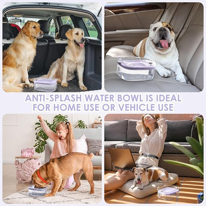 AONKEY 3L Dog Water Bowl No Spill, 101oz Large Spill Proof Dog Bowl Reduce Refill, Anti Splash No Mess Dispenser Dripless Slow Drinking Water Bowl for Sloppy Messy Drinkers (Violet)