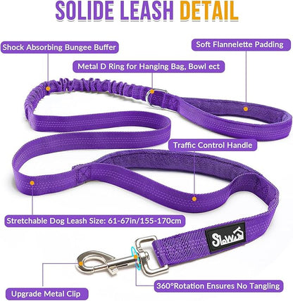SlowTon No Pull Dog Harness - Heavy Duty Dog Harness and Leash Set for Medium Large Dogs, Reflective Tactical Harness with Soft Padded and Front Clip for Easy Walk and Training (PU, S)