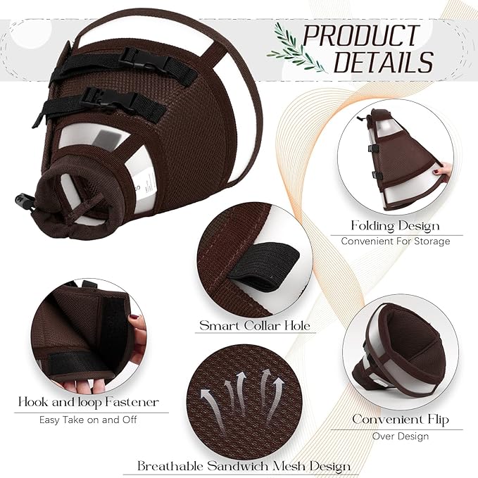 Dora Bridal Dog Cone Collar for Extra Large Dogs After Surgery, Soft Comfy Recovery Pet Cone Alternative, Adjustable Elizabethan Collar for Dogs to Stop Licking, Brown,XL