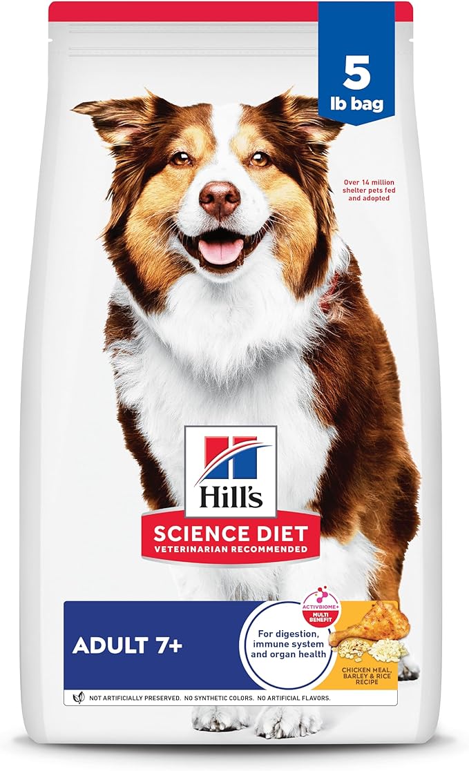Hill's Science Diet Adult 7+ Dry Dog Food, Chicken Meal, Barley, & Rice, 5 lb. Bag