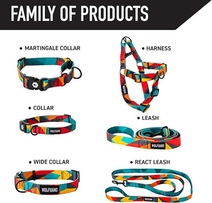Wolfgang Heavy Duty Martingale Dog Collar with Quick Release Nylon Buckle for Walking & Training, ShatterShapes Print, Extra Large