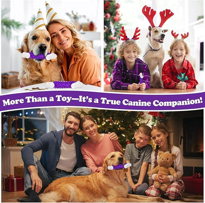Kseroo Indestructible Dog Toys for Aggressive Chewers: Bacon Flavored Hard Nylon Bone Chew Toys, Tough Dog Chew Toys for Large Dogs, Dog Toys to Keep Them Busy for Medium Large Breed, Purple