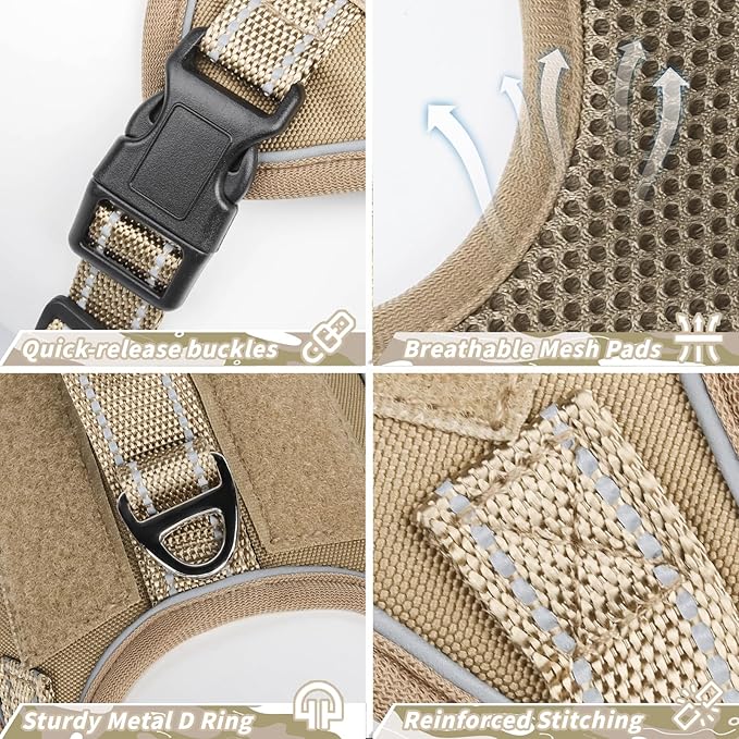 Tactical Dog Harness for Small Dog - Reflective Puppy Pet Vest No Pull Military Service Dog Vest with Vertical Handle XS Dog Harness for Outdoor Training