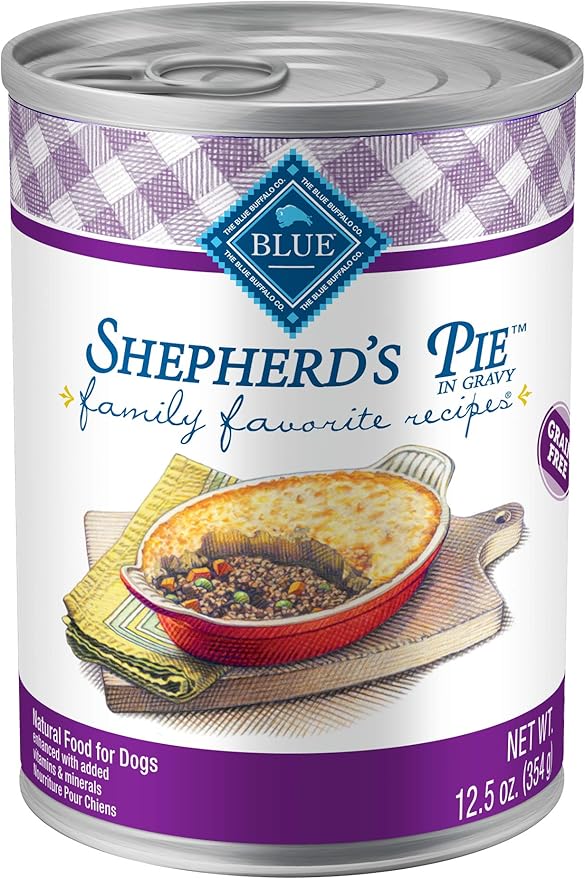 Blue Buffalo Family Favorites Adult Wet Dog Food, Made with Natural Ingredients, Shepherd's Pie, 12.5-oz Can (Pack of 12)