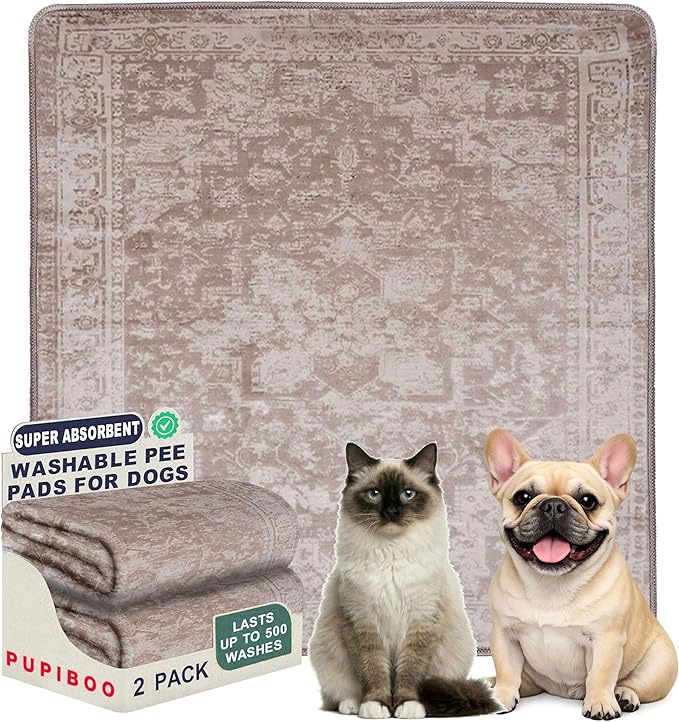 PUPIBOO Washable Pee Pads for Dogs and Cats - Super Absorbent Reusable Puppy Training Pads - 100% Waterproof, Leak-Proof & Non-Slip Whelping Pads for Pet Housebreaking