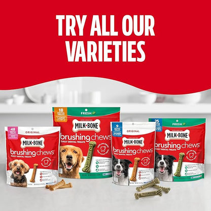 Milk-Bone Brushing Chews Original Chicken Flavor Daily Dental Dog Treats, Small/Medium, 7.1 Oz. Bag (Pack of 5)