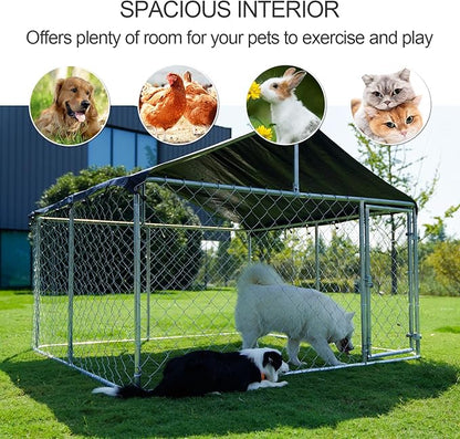 Petony Outdoor Dog Playpen Heavy Duty Dog Kennel House Mesh Dog Big Cage Pet Kennel Steel Fence with Secure Lock (6.56‘x 6.56’)