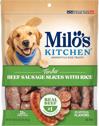 Milo's Kitchen Beef Sausage Slices With Rice Dog Treats, 18 Ounce