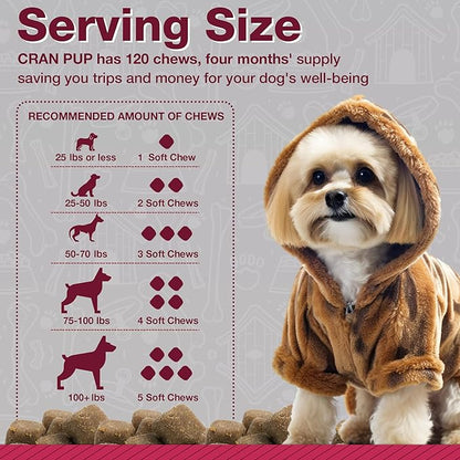 Cranberry Supplements for Dogs| Urinary Tract & Bladder Support| D Mannose & Antioxidants for Support| 240 Veterinarian Formulated Soft Chews| Up to 4-Month Supply