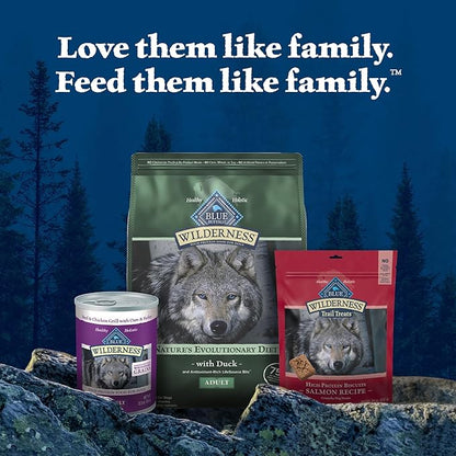 Blue Buffalo Wilderness Natural High-Protein Dry Food for Adult Dogs, with Wholesome Grains, Duck, 28-lb Bag.
