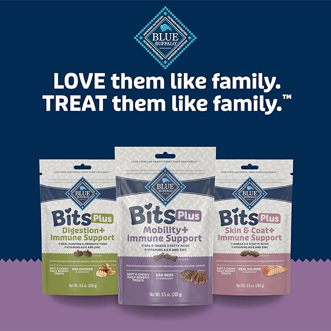 Blue Buffalo Blue Bits Plus Mobility and Immune Support Soft Dog Treats, Beef, 9.5-oz. Bag (Pack of 2)