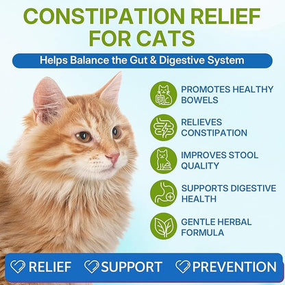 Cat Constipation Relief for Digestive Health Support + Dog Cough Treatment Support for Dogs for Breathing Comfort Bundle, Easy-to-Use, 60 ml/2 Fl Oz Each, Multi-Pet Family Care Solution