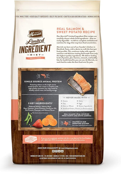 Merrick Limited Ingredient Diet Grain Free Dry Dog Food, Premium And Healthy Kibble, Salmon And Sweet Potato - 22.0 lb. Bag