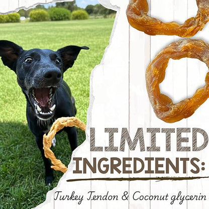 Nature Gnaws USA Turkey Tendon Rings for Dogs (8oz) - Delicious Grain Free Reward Snack for Small, Medium & Large Breeds - Premium Natural Dog Chew Treats