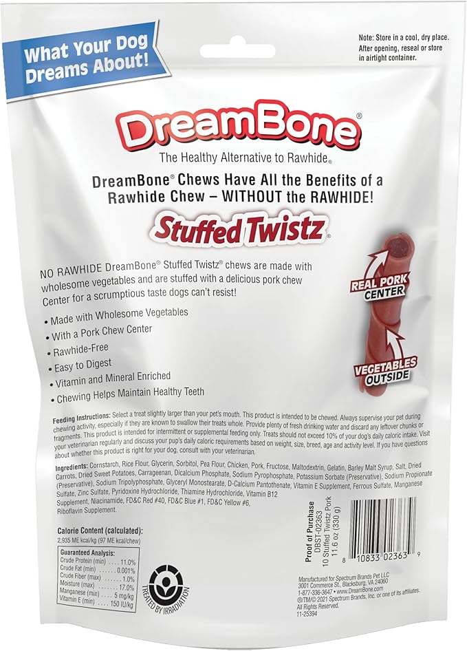 DreamBone Stuffed Twistz 10 Count, Rawhide-Free Chews