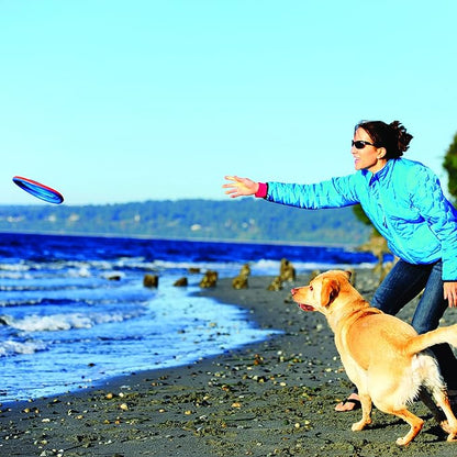 Chuckit! Paraflight Flying Disc Dog Toy - Water Floating Flyer - Durable Nylon Construction with Soft Rubber Edges - for Medium and Large Dogs - Size Large - 9.75" L x 9.75" W -,1 Count (Pack of 4)
