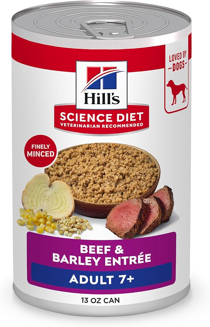 Hill's Science Diet Adult 7+ Wet Dog Food, Beef & Barley, 13 oz. Cans, 12-Pack