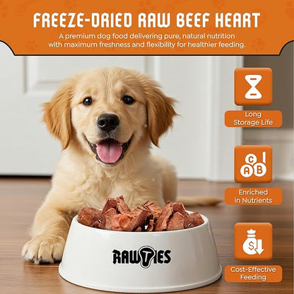 Premium Freeze-Dried Raw Beef Heart for Dogs – 100% USA-Sourced Raw Meat Dog Food – Grain-Free, No Fillers, High Protein Nutrition for Small & Large Breeds, 2 Pack