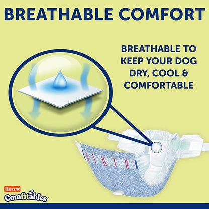 Hartz Comfitables Disposable Dog Diapers, Size XS 38 count, Comfortable & Secure Fit, Easy to Put On, Super Absorbent Male and Female Diaper