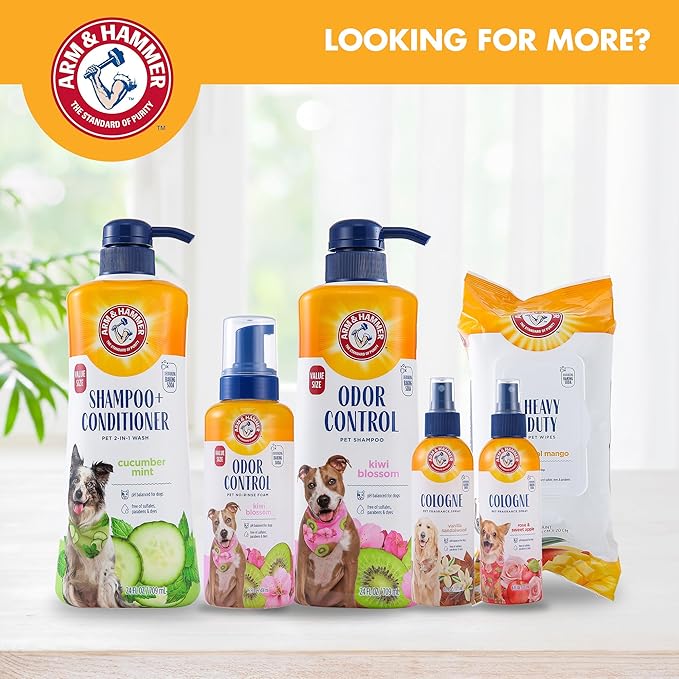 Arm & Hammer for Pets Odor Control Pet Shampoo, Value Size Bottle with Pump | Odor Eliminating Dog Shampoo | Great for All Dogs & Puppies, Fresh Kiwi Blossom Scent, 24 oz