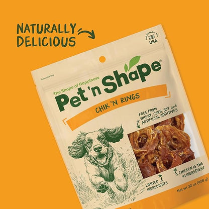 Pet 'n Shape Chik 'n Rings – Natural Chicken Breast Jerky Dog Treats, 2 Pound