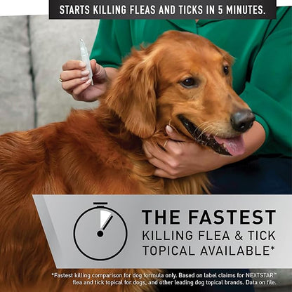 NEXTSTAR Flea And Tick Prevention For Dogs, Repellent, Treatment, and Control, Fast Acting Waterproof Topical Drops for Small, Medium and Large Dog and Puppies, 3 Monthly Doses