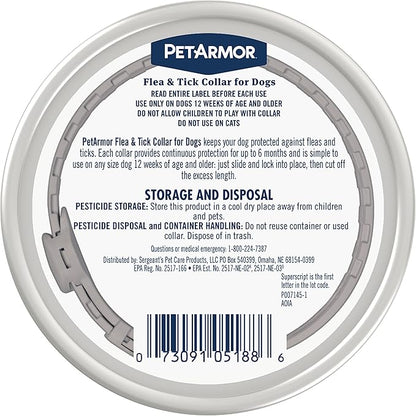 PetArmor Flea & Tick Collar for Dogs, Kills Fleas & Ticks, Long Lasting Protection for 6 Months, Water Resistant, One Size Fits All, 2 Collars